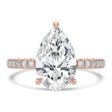 Pear Diamond Hidden Halo Compass Set Solitaire with Accents Engagement Ring in Rose Gold (MVSLG1628-R)