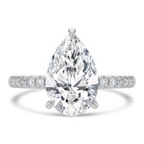 Pear Diamond Hidden Halo Compass Set Solitaire with Accents Engagement Ring in White Gold (MVSLG1628-W)