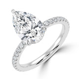 Pear Diamond Hidden Halo Compass Set Solitaire with Accents Engagement Ring in White Gold (MVSLG1628-W)