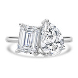 Emerald Diamond Toi et Moi Solitaire with Accents Engagement Ring in White Gold (MVSLG1632-W)