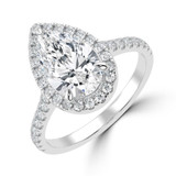 Pear Diamond Pear Halo Halo Engagement Ring in White Gold (MVSLG1639-W)