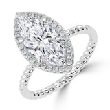 Marquise Diamond Marquise Halo with Twisted Band Halo Engagement Ring in White Gold (MVSLG1642-W)