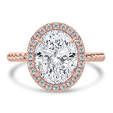 Oval Diamond Oval Halo with Twisted Band Halo Engagement Ring in Rose Gold (MVSLG1643-R)
