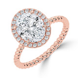 Oval Diamond Oval Halo with Twisted Band Halo Engagement Ring in Rose Gold (MVSLG1643-R)