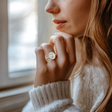 Oval Diamond Oval Halo with Twisted Band Halo Engagement Ring in Yellow Gold (MVSLG1643-Y)