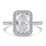 Radiant Diamond Radiant Halo with Twisted Band Halo Engagement Ring in White Gold (MVSLG1644-W)