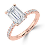 Emerald Diamond Solitaire with Accents Engagement Ring in Rose Gold (MVSLG1646-R)