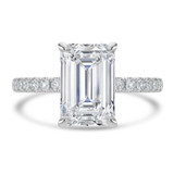 Emerald Diamond Solitaire with Accents Engagement Ring in White Gold (MVSLG1646-W)