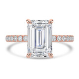 Emerald Diamond Solitaire with Accents Engagement Ring in Rose Gold (MVSLG1647-R)