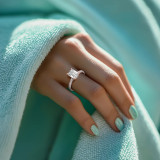 Emerald Diamond Cathedral Double Hidden Halo Three-Row Pave Solitaire with Accents Engagement Ring in Rose Gold (MVSLG1654-R)