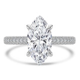 Marquise Diamond Cathedral Double Hidden Halo Three-Row Pave Solitaire with Accents Engagement Ring in White Gold (MVSLG1655-W)