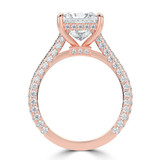 Princess Diamond Cathedral Double Hidden Halo Three-Row Pave Solitaire with Accents Engagement Ring in Rose Gold (MVSLG1658-R)