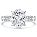 Oval Diamond Shared U-Shape Prong Solitaire with Accents Engagement Ring in White Gold (MVSLG1661-W)
