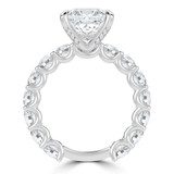 Princess Diamond Shared U-Shape Prong Solitaire with Accents Engagement Ring in White Gold (MVSLG1662-W)