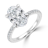 Oval Diamond Solitaire with Accents Engagement Ring in White Gold (MVSLG1663-W)