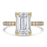 Emerald Diamond Channel Set Solitaire with Accents Engagement Ring in Yellow Gold (MVSLG1665-Y)