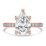 Pear Diamond Channel Set Solitaire with Accents Engagement Ring in Rose Gold (MVSLG1666-R)