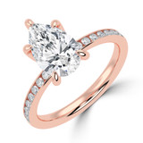 Pear Diamond Channel Set Solitaire with Accents Engagement Ring in Rose Gold (MVSLG1666-R)