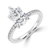 Pear Diamond Channel Set Solitaire with Accents Engagement Ring in White Gold (MVSLG1666-W)