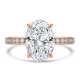 Oval Diamond 6-Prong Channel Set Solitaire with Accents Engagement Ring in Rose Gold (MVSLG1669-R)