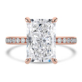Radiant Diamond 6-Prong Channel Set Solitaire with Accents Engagement Ring in Rose Gold (MVSLG1670-R)