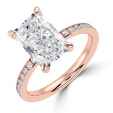 Radiant Diamond 6-Prong Channel Set Solitaire with Accents Engagement Ring in Rose Gold (MVSLG1670-R)