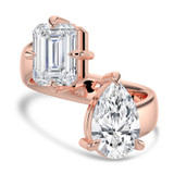 Emerald Diamond Bypass 5MM Band Toi et Moi Engagement Ring in Rose Gold (MVSX1030-R)