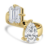 Emerald Diamond Bypass 5MM Band Toi et Moi Engagement Ring in Yellow Gold (MVSX1030-Y)