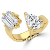 Emerald Diamond Bypass 5MM Band Toi et Moi Engagement Ring in Yellow Gold (MVSX1030-Y)