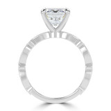 Emerald Diamond Vintage Solitaire with Accents Engagement Ring in White Gold (MVSLG1672-W)