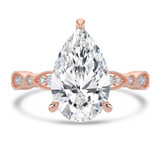 Pear Diamond Vintage Solitaire with Accents Engagement Ring in Rose Gold (MVSLG1673-R)