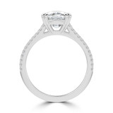 Cushion Diamond Double Prong Split Shank Solitaire with Accents Engagement Ring in White Gold (MVSLG1674-W)