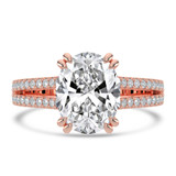 Oval Diamond Double Prong Split Shank Solitaire with Accents Engagement Ring in Rose Gold (MVSLG1677-R)