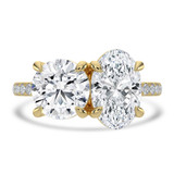 Round Diamond with Accents Toi  et Moi Engagement Ring in Yellow Gold (MVSLG1679-Y)
