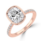 Cushion Diamond Bezel Set Solitaire with Accents Engagement Ring in Rose Gold (MVSLG1681-R)