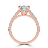 Cushion Diamond Cathedral Solitaire with Accents Engagement Ring in Rose Gold (MVSLG1682-R)