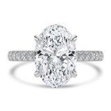 Oval Diamond Cathedral Solitaire with Accents Engagement Ring in White Gold (MVSLG1685-W)