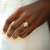 Pear Diamond 6-Prong Cathedral Solitaire with Accents Engagement Ring in Yellow Gold (MVSLG1686-Y)