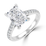 Radiant Diamond 6-Prong Cathedral Solitaire with Accents Engagement Ring in White Gold (MVSLG1688-W)