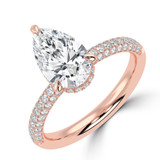 Pear Diamond Hidden Halo Three Row Pave Solitaire with Accents Engagement Ring in Rose Gold (MVSLG1695-R)