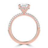 Pear Diamond Hidden Halo Three Row Pave Solitaire with Accents Engagement Ring in Rose Gold (MVSLG1695-R)