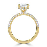 Pear Diamond Hidden Halo Three Row Pave Solitaire with Accents Engagement Ring in Yellow Gold (MVSLG1695-Y)