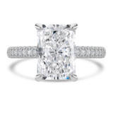 Radiant Diamond Hidden Halo Three Row Pave Solitaire with Accents Engagement Ring in White Gold (MVSLG1697-W)