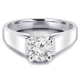 Round Lab Created Diamond Cathedral Solitaire Engagement Ring in White Gold (MVSLG1003-W)