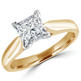 Princess Lab Created Diamond Cathedral Solitaire Engagement Ring in Yellow Gold (MVSLG1010-Y)