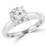Round Lab Created Diamond Pinched Cathedral Solitaire Engagement Ring in White Gold (MVSLG1014-W)
