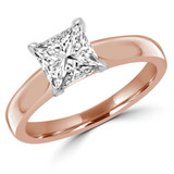 Princess Lab Created Diamond Pinched Cathedral Solitaire Engagement Ring in Rose Gold (MVSLG1015-R)