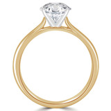 Round Lab Created Diamond Pinched Cathedral Solitaire Engagement Ring in Yellow Gold (MVSLG1037-Y)