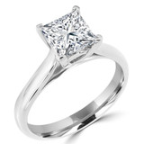Princess Lab Created Diamond Cathedral V-Prong Solitaire Engagement Ring in White Gold (MVSLG1040-W)