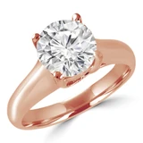 Round Lab Created Diamond Reverse Tapered Cathedral Trellis Solitaire Engagement Ring in Rose Gold (MVSLG1042-R)